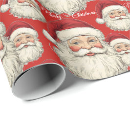 Jolly Santa Face Red Geschenkpapier