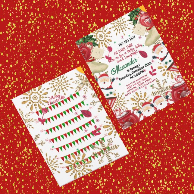 Jolly Santa Gold Snowflake Weihnachten Ankündigung (Von Creator hochgeladen)