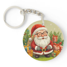 Jolly Santa Keychain Charm