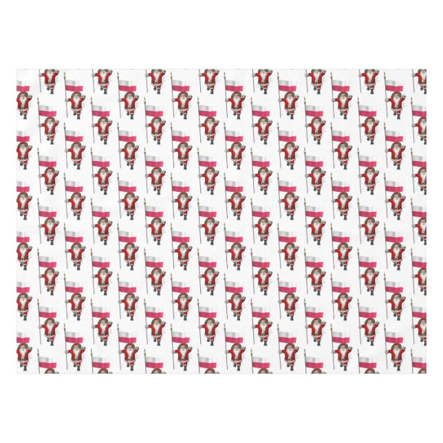 Jolly Santa mit der Flagge Polens Tischdecke (Vorderseite (Horizontal))