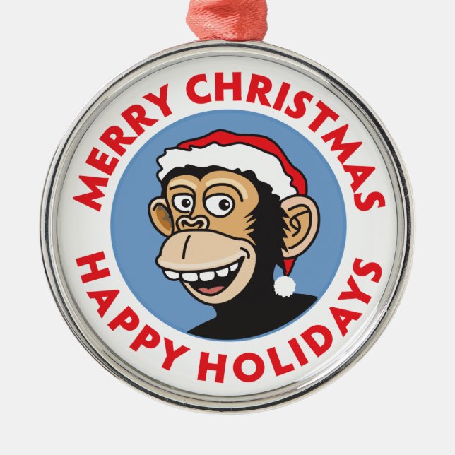 Jolly Santa Monkey Ornament Aus Metall (Vorne)