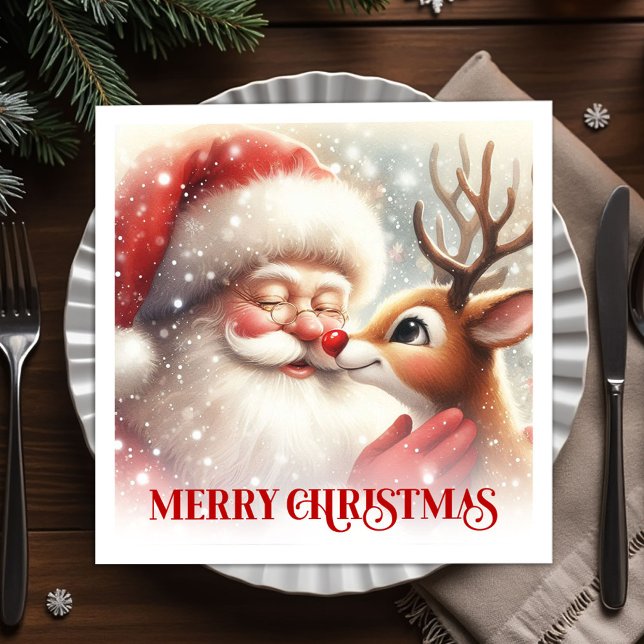 Jolly Santa Rudolph Christmas Table Napkins Party Serviette (Jolly Santa Rudolph Christmas Table Napkins for Parties)