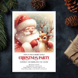 Jolly Santa Rudolph Holiday Party Invitation Einladung