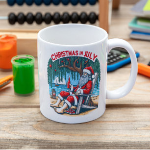 Jolly Santa Sips Beer im Juli Kaffeetasse