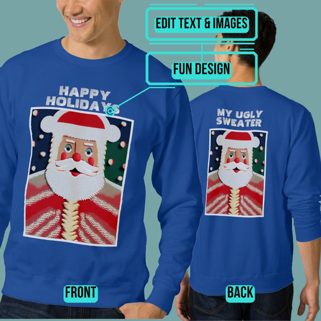 Jolly Santa Ugly Holiday "Sweater" Sweatshirt (Please enjoy our design and see the others in the collection.)