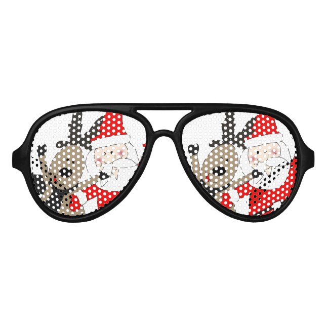 Jolly Santa und Reindeer #1 Sonnenbrille (Vorderseite)