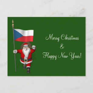 Jolly Santa Visiting Tschechische Republik Feiertagspostkarte