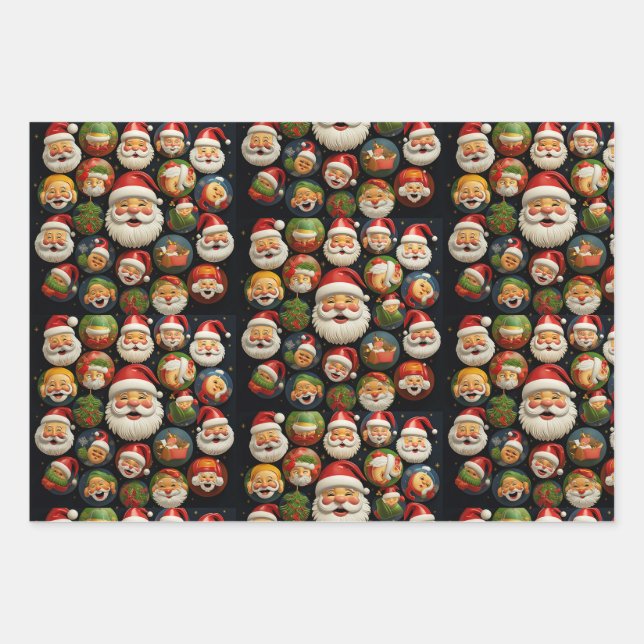 Jolly Santa's wrapping paper Geschenkpapier Set (Vorderseite 3)