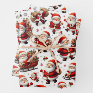Jolly Santas Wrapping Paper Geschenkpapier Set