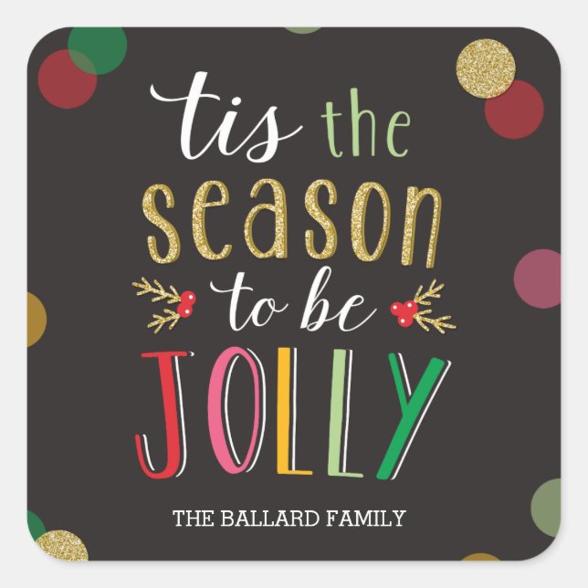 Jolly Season Holiday Sticker oder Umschlag Aufkleb (Vorderseite)