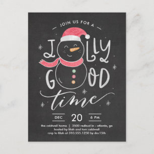 Jolly Snowman Christmas Party Einladung Postcard Postkarte