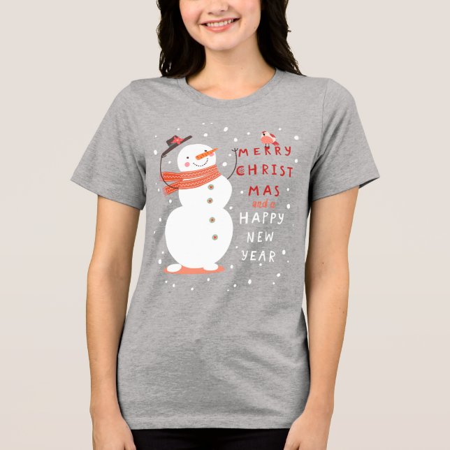 Jolly Snowman Christmas - Warme Wünsche Tri-Blend Shirt (Vorderseite)
