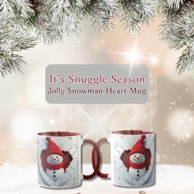 Jolly Snowman Heart Tasse (Snowman Christmas Mug)