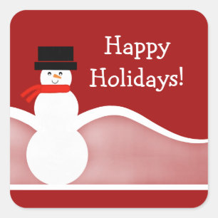 Jolly Snowman Holiday Square Stickers