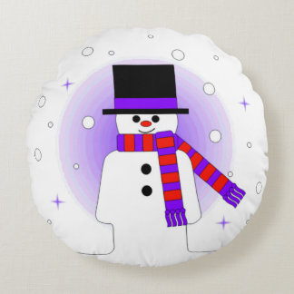 Jolly Snowman mit Top Hat und Scarf Round Pillow Rundes Kissen