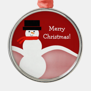Jolly Snowman Premium Round Ornament Aus Metall