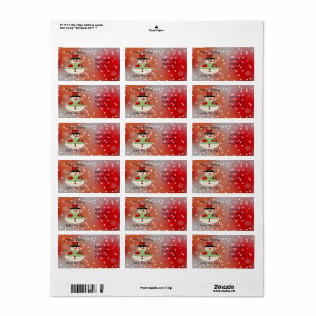 Jolly Snowman Snowy Dreams Adressaufkleber (Vorne)