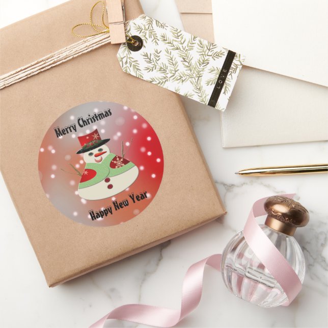 Jolly Snowman Snowy Dreams Runder Aufkleber (Schenken)