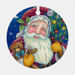 JOLLY ST NICK & TEDDYBAR, ALTE, SCHNELLE KRISTMAS ORNAMENT AUS METALL