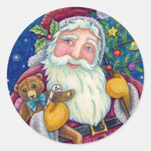 JOLLY ST NICK & TEDDYBAR, ALTE, SCHNELLE KRISTMAS RUNDER AUFKLEBER