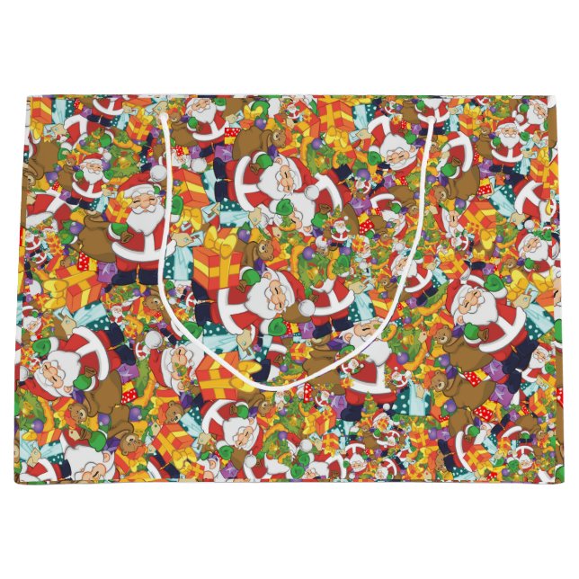 Jolly St. Nick Weihnachtsmann gibt Weihnachten Wei Große Geschenktüte (Vorderseite)
