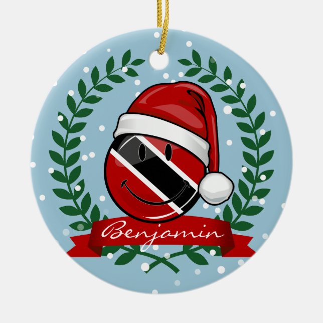 Jolly Trinidad Flag Weihnachtsstil Keramikornament (Vorne)