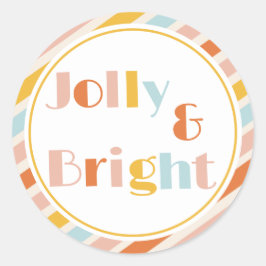 Jolly und Bright Bold Strip Weihnachten Runder Aufkleber