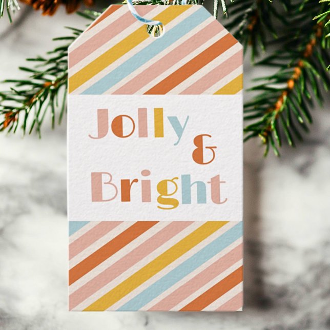 Jolly und Bright Streifen von und nach Weihnachten Geschenkanhänger (Von Creator hochgeladen)