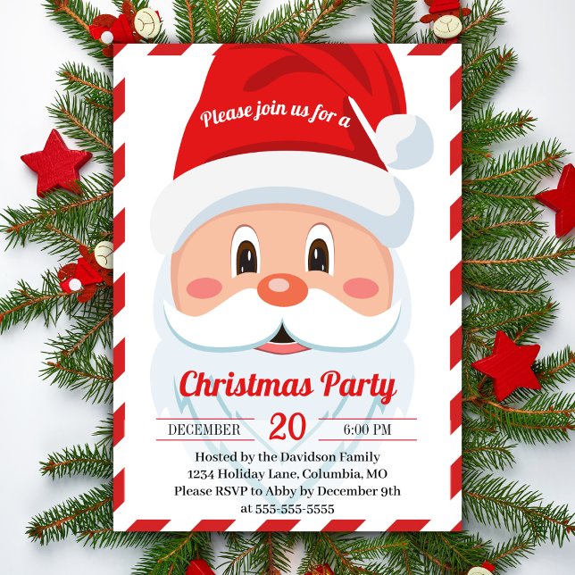 Jolly und Niedlich Weihnachten Party Urlaub Einladung (Jolly And Cute Santa Christmas Party Holiday Invitation)
