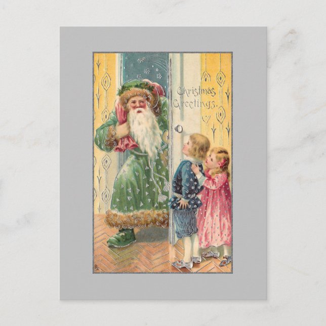 Jolly Viktorianisch Father Christmas with Children Postkarte (Vorderseite)