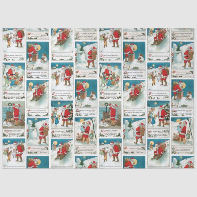 Jolly Vintag Santa Winter Fun Collage Seidenpapier (Vorderseite)