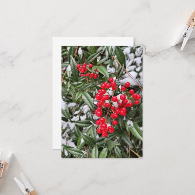 Jolly Winter Berry Weihnachtskarte (Vorderseite/Rückseite Beispiel)