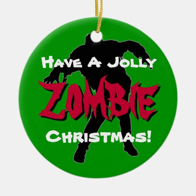 Jolly Zombie Weihnachten Custom Ornament (grün) (Vorne)