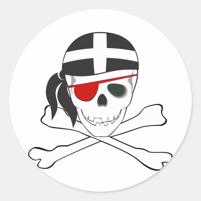 JollyRoger mit Cornish Flag Runder Aufkleber (Vorderseite)