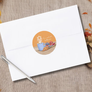 Jom Kippur Break-the-Fast: Kaffee, Granatäpfel Runder Aufkleber