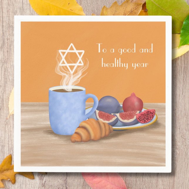 Jom Kippur Break-the-Fast: Kaffee, Granatäpfel Serviette (Von Creator hochgeladen)