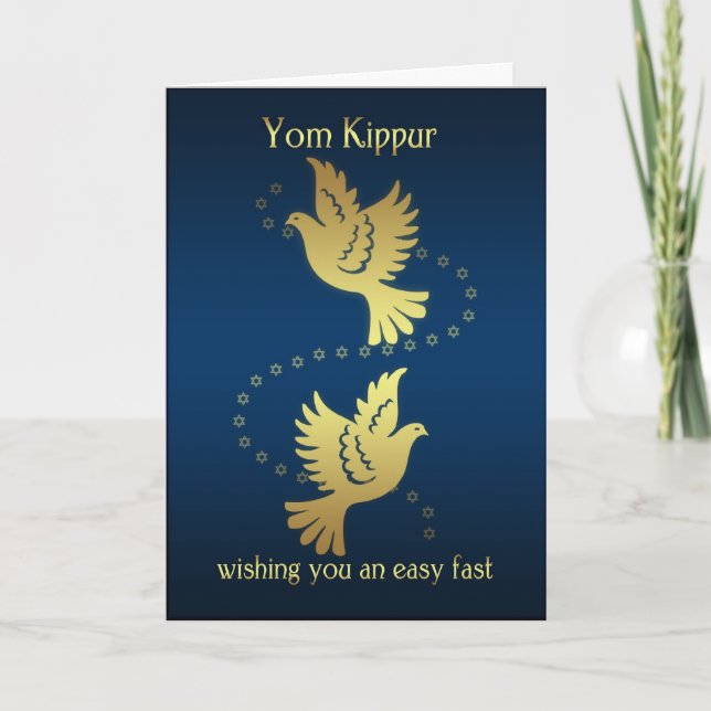 Jom Kippur - Goldeffekt-Tauben Karte (Vorderseite)