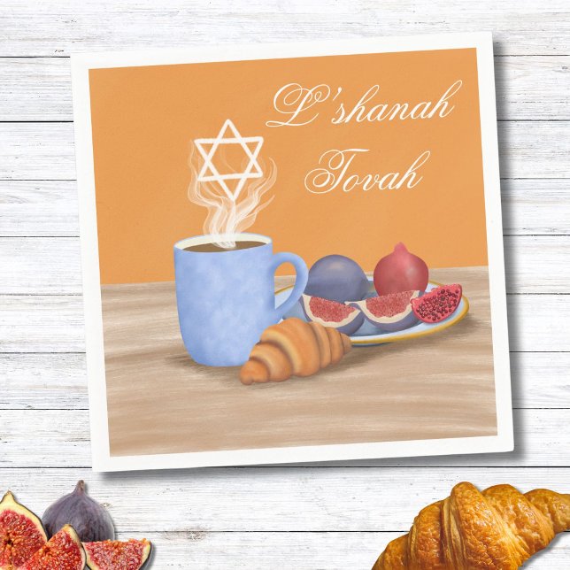 Jom Kippur L’shanah Tovah, Kaffee, Granatäpfel Serviette (Von Creator hochgeladen)