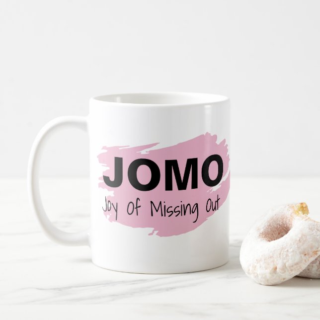 JOMO Freude an vermisstem heraus Kaffeetasse (Mit Donut)