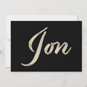 Jon Name white gold Handwriting Karte
