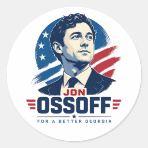 Jon Ossoff als Gouverneur Für ein besseres Georg Runder Aufkleber
