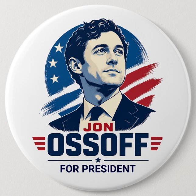 Jon Ossoff für Präsident 2028 in Übergröße Button (Vorderseite)