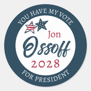Jon Ossoff für Präsident 2028  Runder Aufkleber