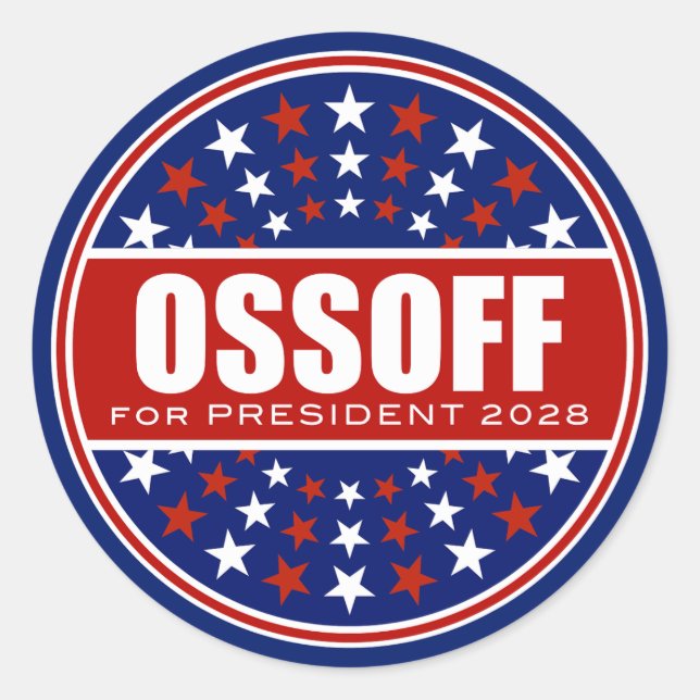 Jon Ossoff für Präsident 2028 Runder Aufkleber (Vorderseite)