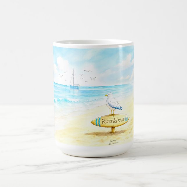 Jon Seagull - Frieden & Liebe  Kaffeetasse (Mittel)