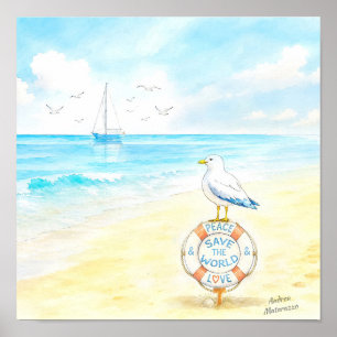 Jon Seagull - Frieden und Liebe retten die Welt Poster