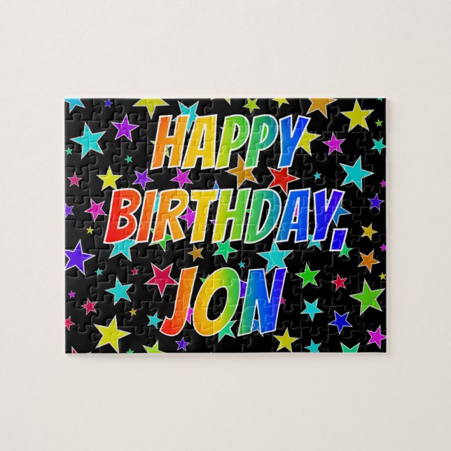 "JON" Vorname, Spaß "GLÜCKLICHER GEBURTSTAG" Puzzle (Horizontal)