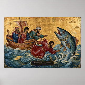 Jona und der Wal — byzantinisches Ikon Poster