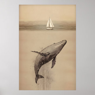 Jona und der Wal Minimalistische Wasserfarben Bibe Poster