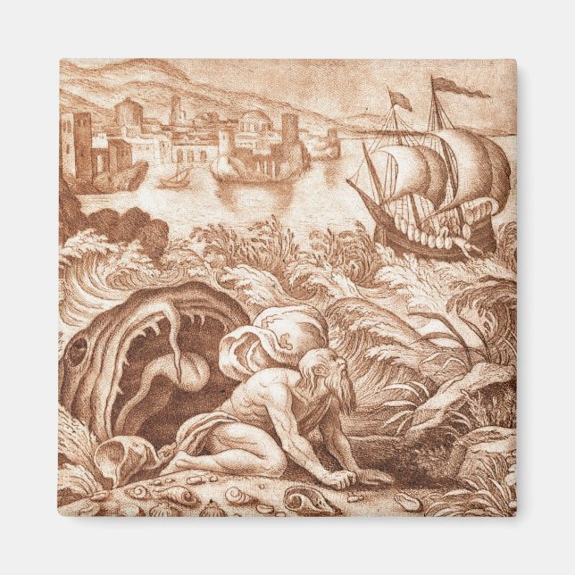 Jonah and the Whale, Illustration from a Bible, Magnet (Vorne)